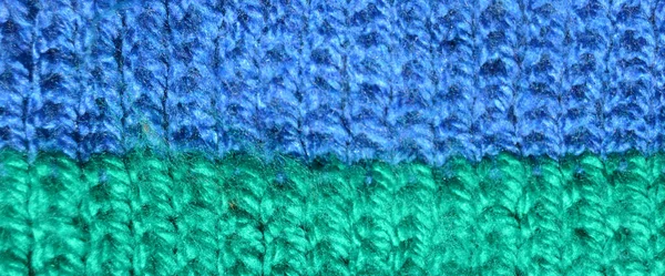 Pattern Fabric Made Wool Handmade Knitted Fabric Blue Turquoise Wool — Stockfoto