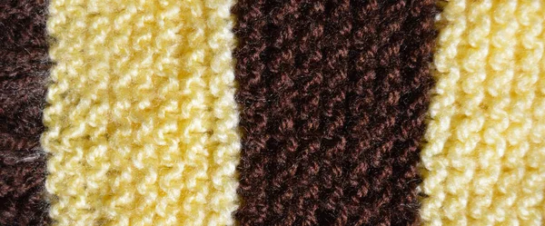 Pattern Fabric Made Wool Handmade Knitted Fabric Yellow Brown Wool — 스톡 사진
