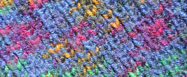 用羊毛制成的花纹织物 手工针织物 彩色羊毛背景纹理 — 图库照片
