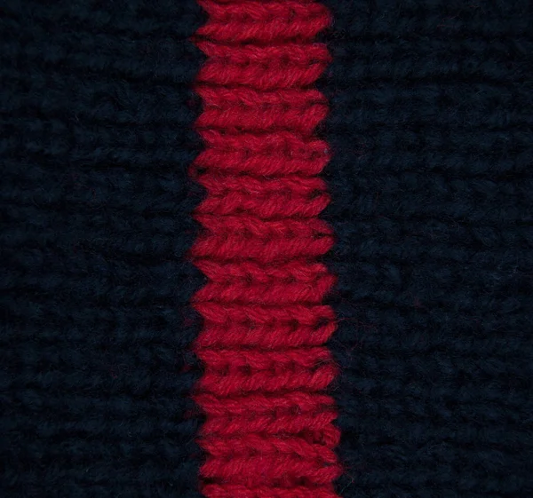 用羊毛制成的花纹织物 手工针织物红 海军羊毛背景质感 — 图库照片