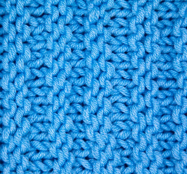用羊毛制成的花纹织物 手工针织物蓝色羊毛背景纹理 — 图库照片