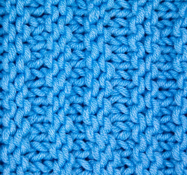 Tissu Motif Laine Tissu Tricoté Main Laine Bleue Texture Fond — Photo