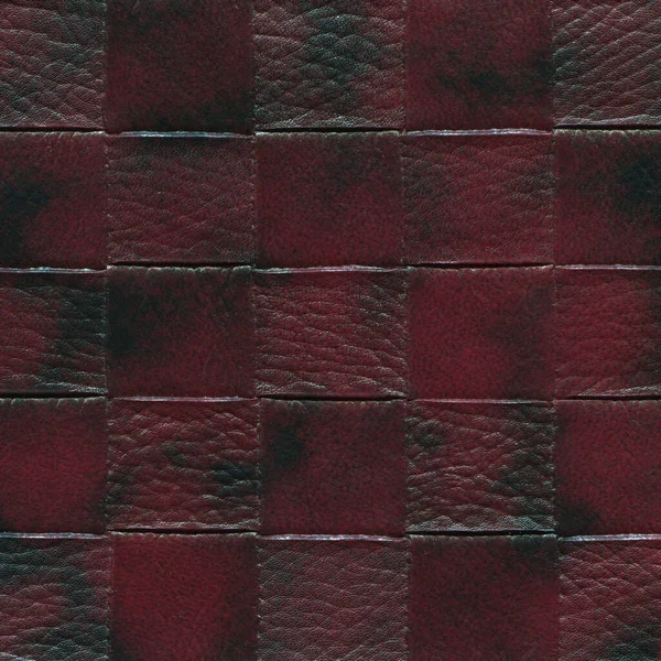 Imitation Cowhide Red Squared Texture Close Useful Background Any Design — Stock Photo, Image