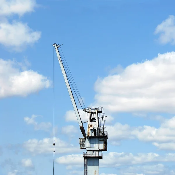 Steel Hoisting Mechanics Container Crane Background Blue Sky — Stock Photo, Image