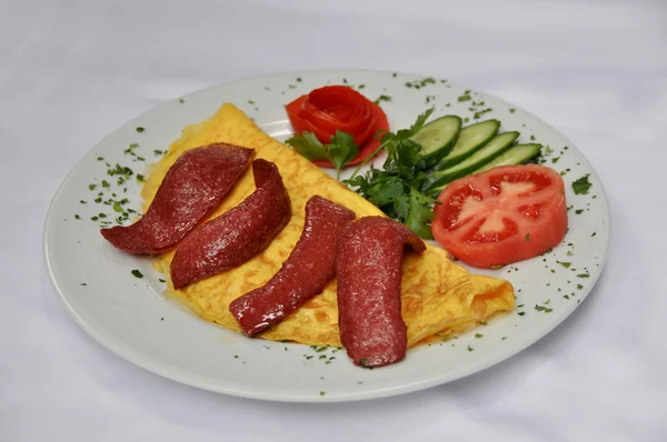 Sausage omelet — Stock Photo, Image