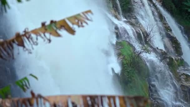 Wachirathan vodopád uprostřed hlubokého lesa na Doi Inthanon, Chiang Mai, Thajsko — Stock video