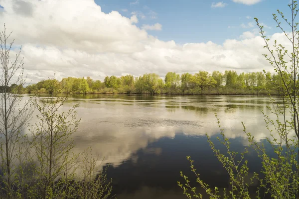 Frühlingslandschaft mit Fluss — Stockfoto