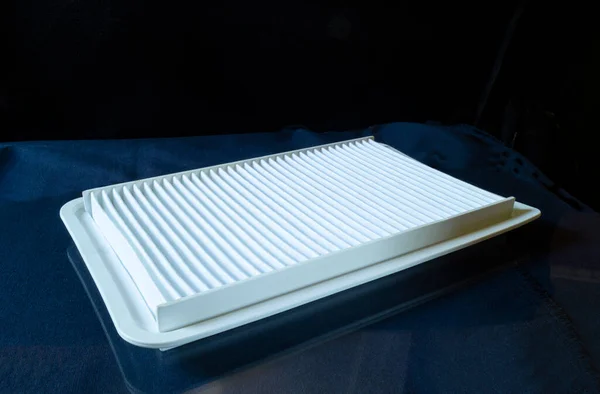 Air Filter Car Reflection Table New Details Black Background — Stock Photo, Image