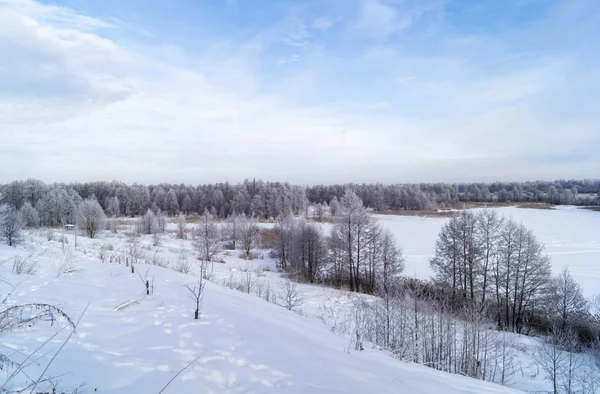 Winter Landscape Hilly Terrain Russia Turn Blue Background Sky Beautiful — Stock Photo, Image