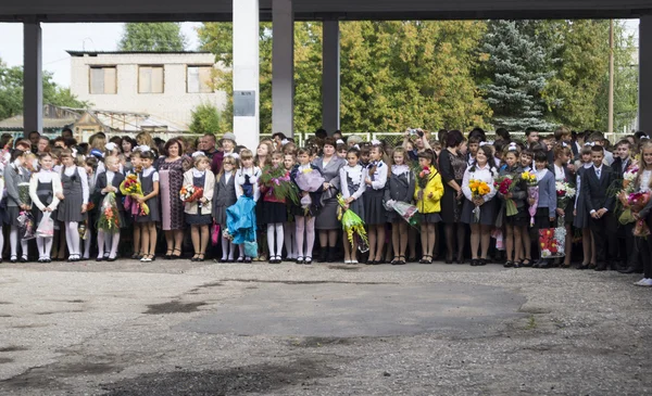 School straightedge at day of the knowledges of the first Septem — Stock Photo, Image