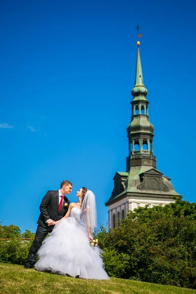 Vackra brud med brudgummen — Stockfoto