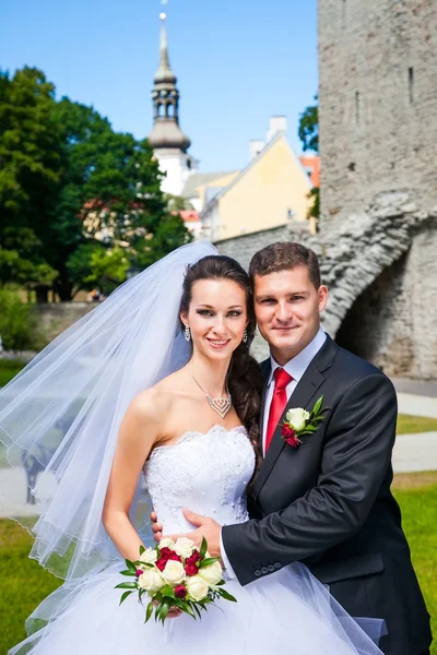 Bella sposa con sposo — Foto Stock