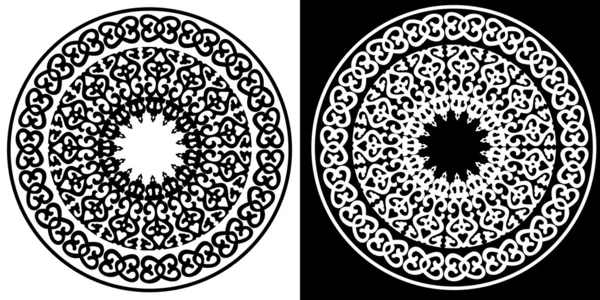 Ornement circulaire noir et blanc — Image vectorielle