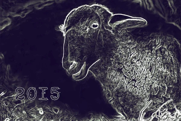 Desenho monocromático de ovinos — Vetor de Stock