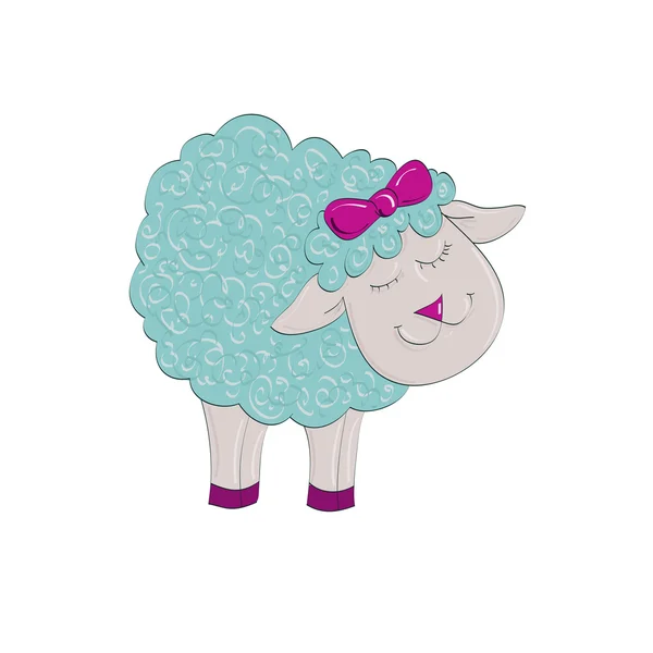 Funny blue lamb — Stock Vector