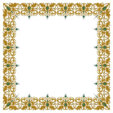 Geleneksel Ortaçağ elemanları izole beyaz ile dekoratif kare süsleme