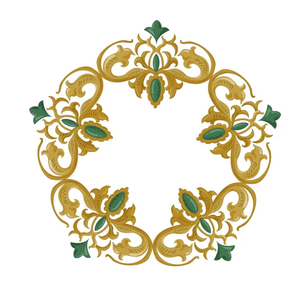 Ornamento decorativo con elementi medievali tradizionali su bianco isolato — Vettoriale Stock