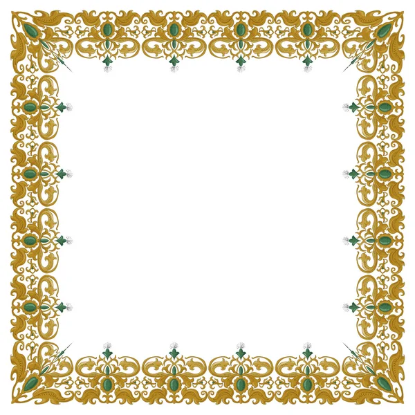 Декоративный квадратный орнамент с традиционными средневековыми элементами на изолированном белом — стоковый вектор