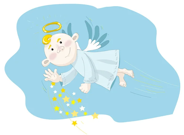 Angel flying on sky — Stock Vector