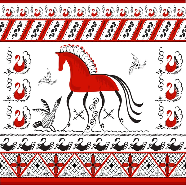 Mezensky kuda merah - Stok Vektor