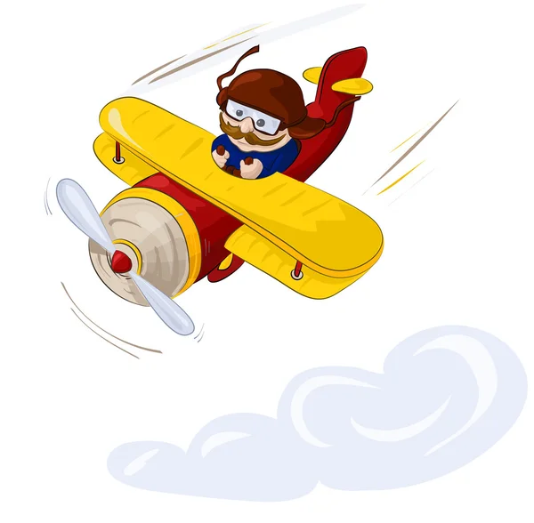 Uçakla gökyüzünde uçan pilot
