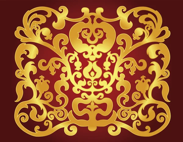 East goldener Ornament auf weinrotem Hintergrund — Stockvektor