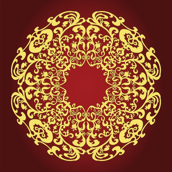 East golden ornament on claret background — Stock Vector