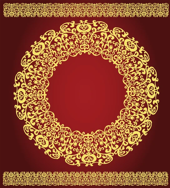 East goldener Ornament auf weinrotem Hintergrund — Stockvektor