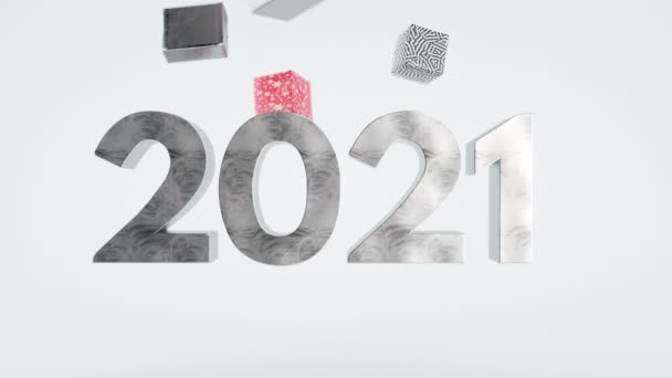 2021 Felice Anno Nuovo Stagioni Auguri Confezioni Regalo Animazione Cartolina Sfondo Festa — Video Stock