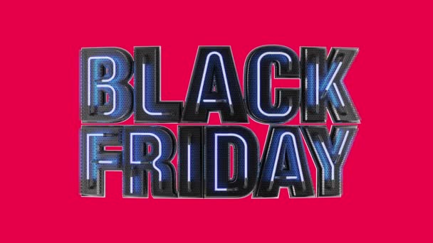 Black Friday Sale Text Blue Neon Sign Promo 3d Animatie Stijlvolle achtergrond Loop — Stockvideo