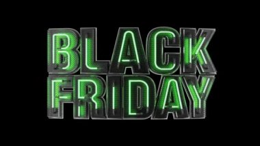Black Friday İndirimli Metin Yeşil Neon İmza Animasyon Stili Arkaplan Döngüsü
