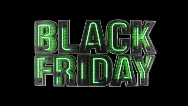 Black Friday Sale Text Green Neon Sign Promo Animation Boucle de fond élégante — Video