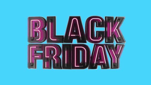 Black Friday Sale Tekst Paars Neon Sign Promo Animatie Stijlvolle achtergrond Loop — Stockvideo