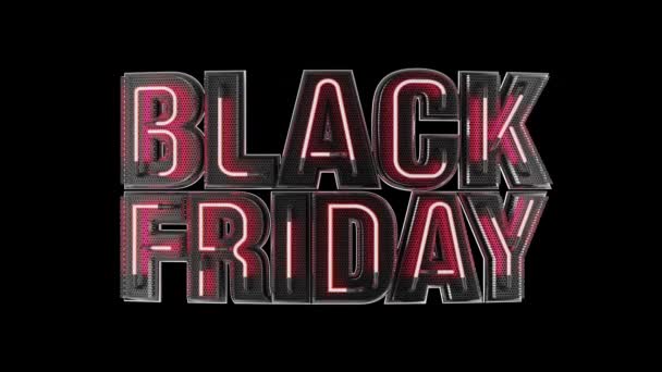 Black Friday Sale Text Red Neon Sign Promo 3d Animation Boucle de fond élégante — Video