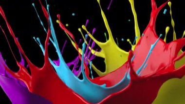 Soyut Canlandırılmış Sıvı Çoklu Renk Sıçratma Karışımı Görüntüleme HDR 4k