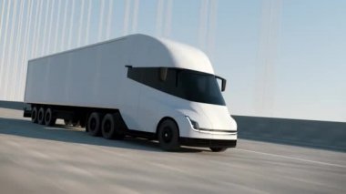 Yol Lojistik Teslimatında Kargo Karavanı güzergahı olan Beyaz Modern Büyük Yarı Kamyon