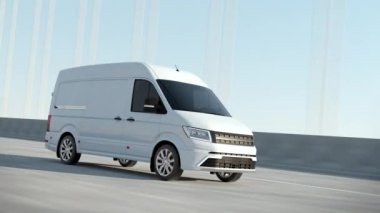 Modern Beyaz Teslimat Van Posta Arabası Kargo Ürün Servisi Otoyolda