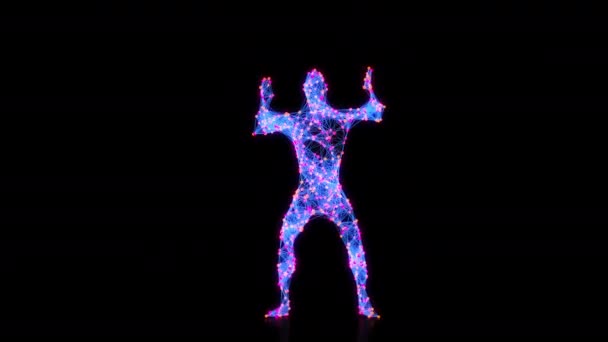 Energy Dancing Person Modern hip hop Dance Stílusos többszínű neon ragyogó test — Stock videók