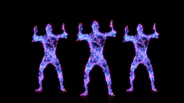 Energy Dancing Person Modern hip hop Dance Stílusos többszínű neon izzó művészet — Stock videók
