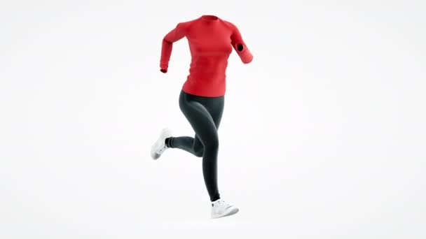 Gebelik Spor ve Sağlıklı Yaşam Stili Koşan Spor Giyimli Kadın 3D Animasyon — Stok video