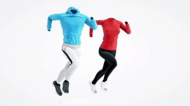 Esporte e estilo de vida saudável Fit Woman and Man Running Sportswear 3D Animation 4k — Vídeo de Stock