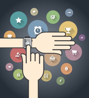 smartwatch renkli ecommerce simgeleri ile