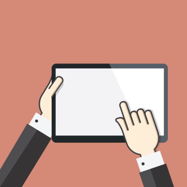 Eller düz kavramı dijital tablet ekran üzerinde