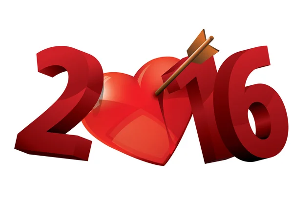 Έτους 2016 της αγάπης. 2016 καρδιά αγάπη τυπογραφία. — Διανυσματικό Αρχείο