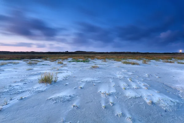 Blåsigt sandstrand på Nordsjön i skymning — Stockfoto