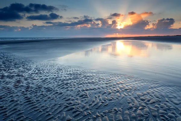 Nascer do sol sobre a costa do mar do Norte — Fotografia de Stock