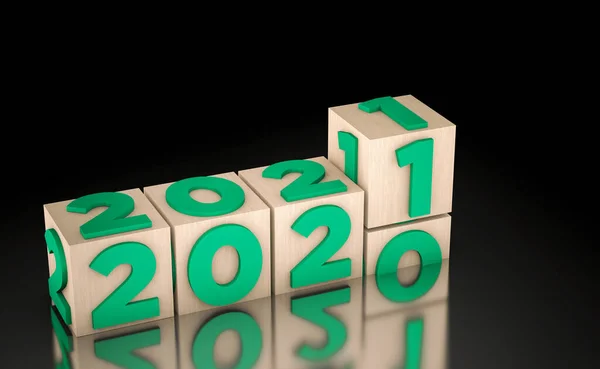 Cube Новый 2021 Год Чёрный Фон — стоковое фото