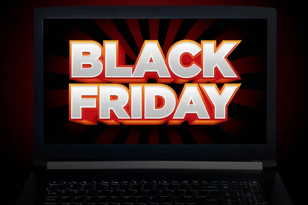 带有黑色星期五促销活动的笔记本电脑屏幕 — 图库照片#