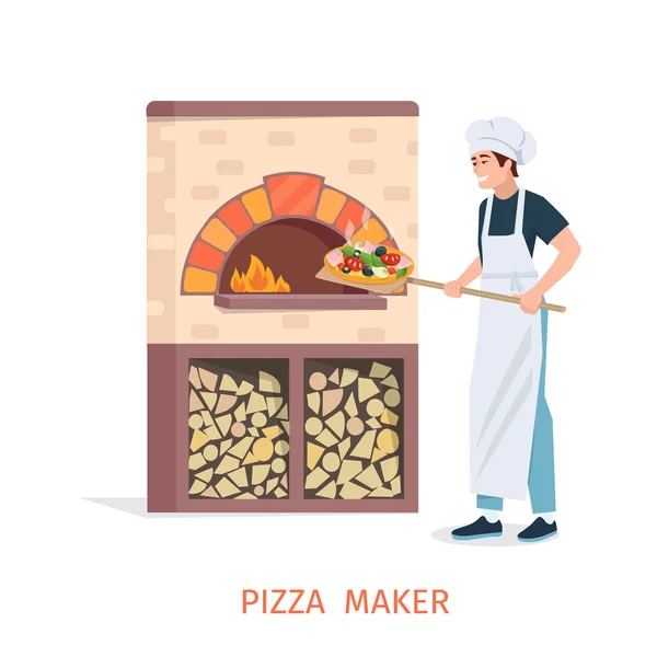 Kochen Pizza Vektor Illustration. — Stockvektor