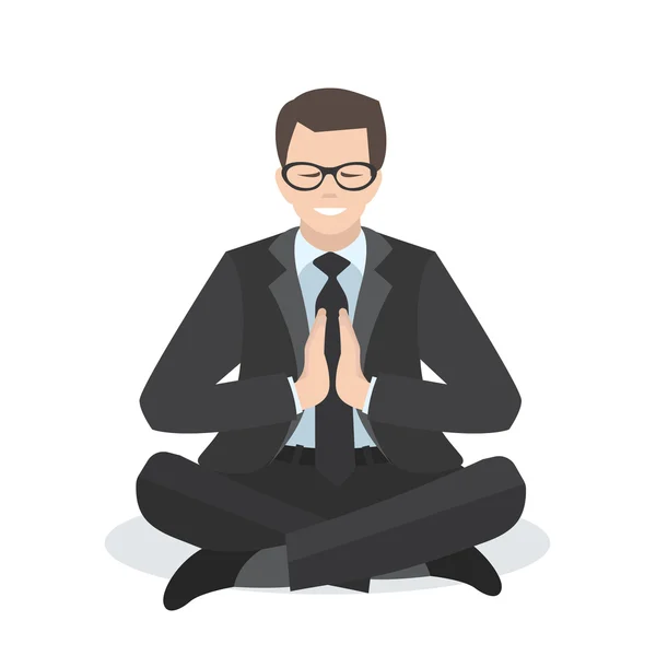 Homem de negócios em uma pose de ioga. — Vetor de Stock
